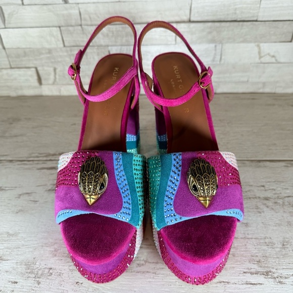 Kurt Geiger London Kensington Glitz Rainbow Rhinestone Platform Sandals SZ 40.5 - Picture 4 of 15